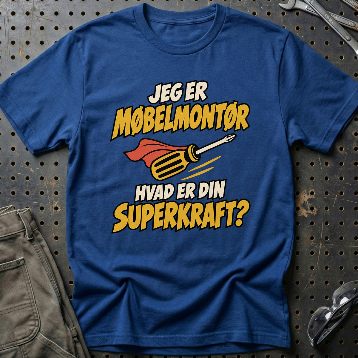 
Møbelmontør – Hvad er din superkraft? – Unisex T-Shirt – Blå Royal
