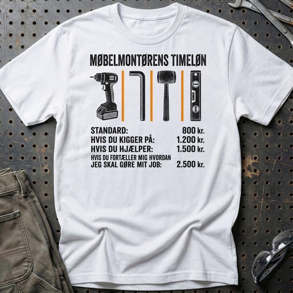 
Produktbillede af Møbelmontørens Timeløn T-Shirt