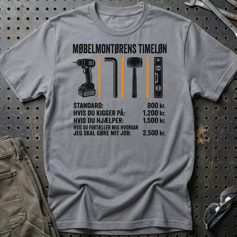 
Produktbillede af Møbelmontørens Timeløn T-Shirt