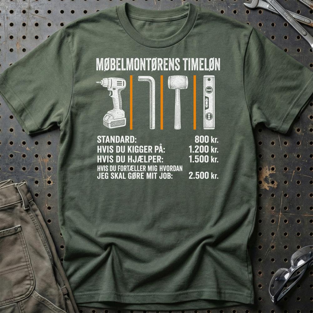 
Produktbillede af Møbelmontørens Timeløn T-Shirt