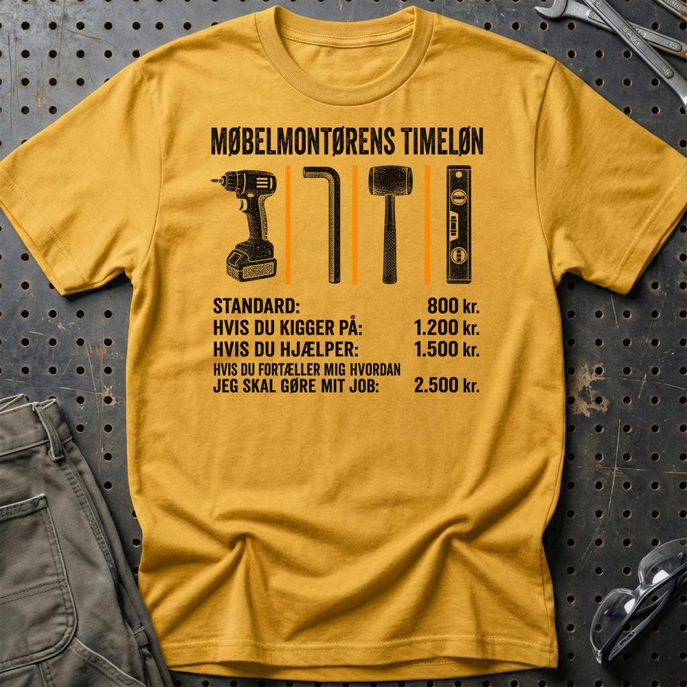 
Produktbillede af Møbelmontørens Timeløn T-Shirt