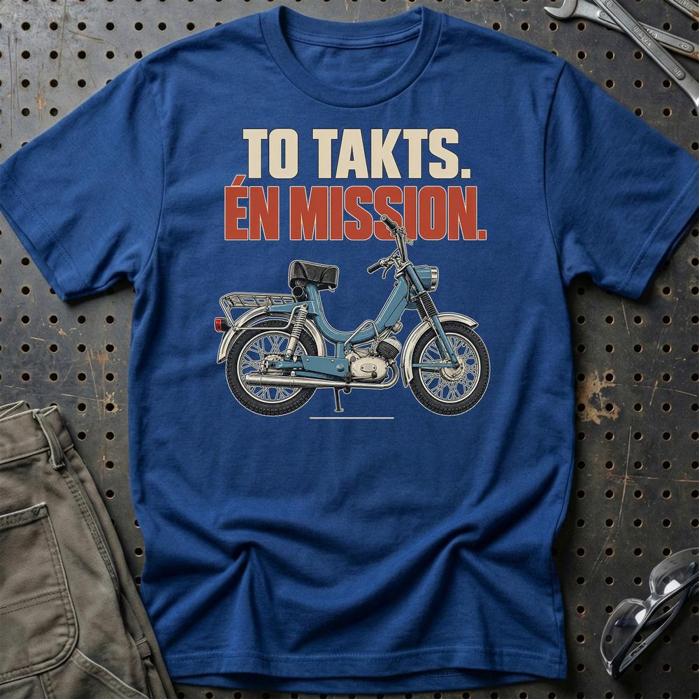 Monark Compact 1248 – To Takts. Én Mission. T-Shirt-Beklædning-Monark-Blå Royal-S-Garage Culture Shop- garage - man cave - merchandise