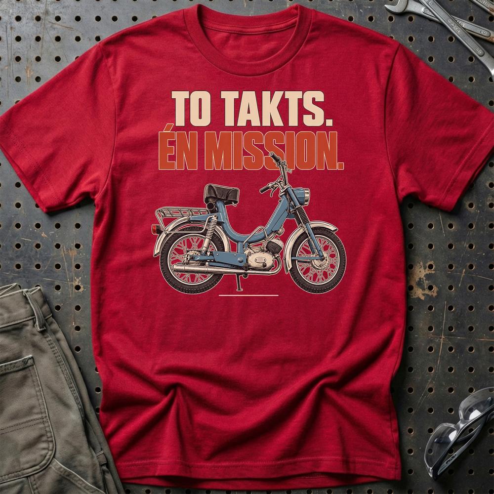 Monark Compact 1248 – To Takts. Én Mission. T-Shirt-Beklædning-Monark-Rød-S-Garage Culture Shop- garage - man cave - merchandise