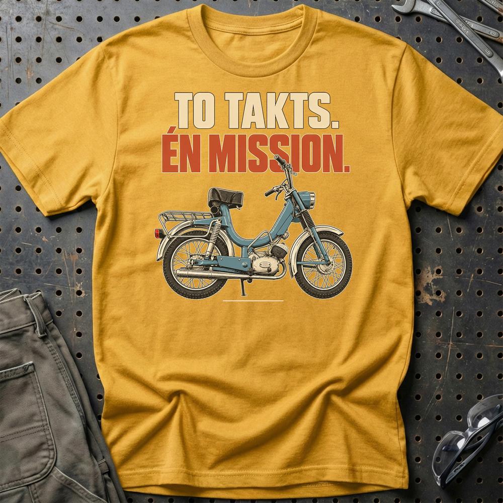 Monark Compact 1248 – To Takts. Én Mission. T-Shirt-Beklædning-Monark-Guld-S-Garage Culture Shop- garage - man cave - merchandise