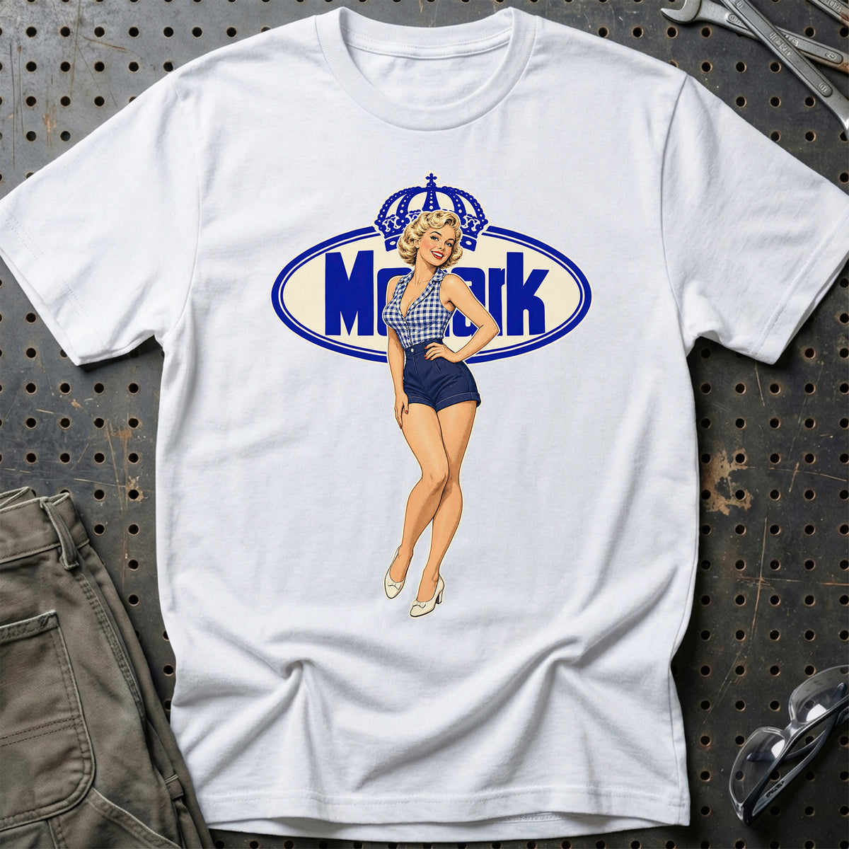Monark Retro Pinup T-Shirt-Beklædning-Monark-Hvid-S-Garage Culture Shop- garage - man cave - merchandise
