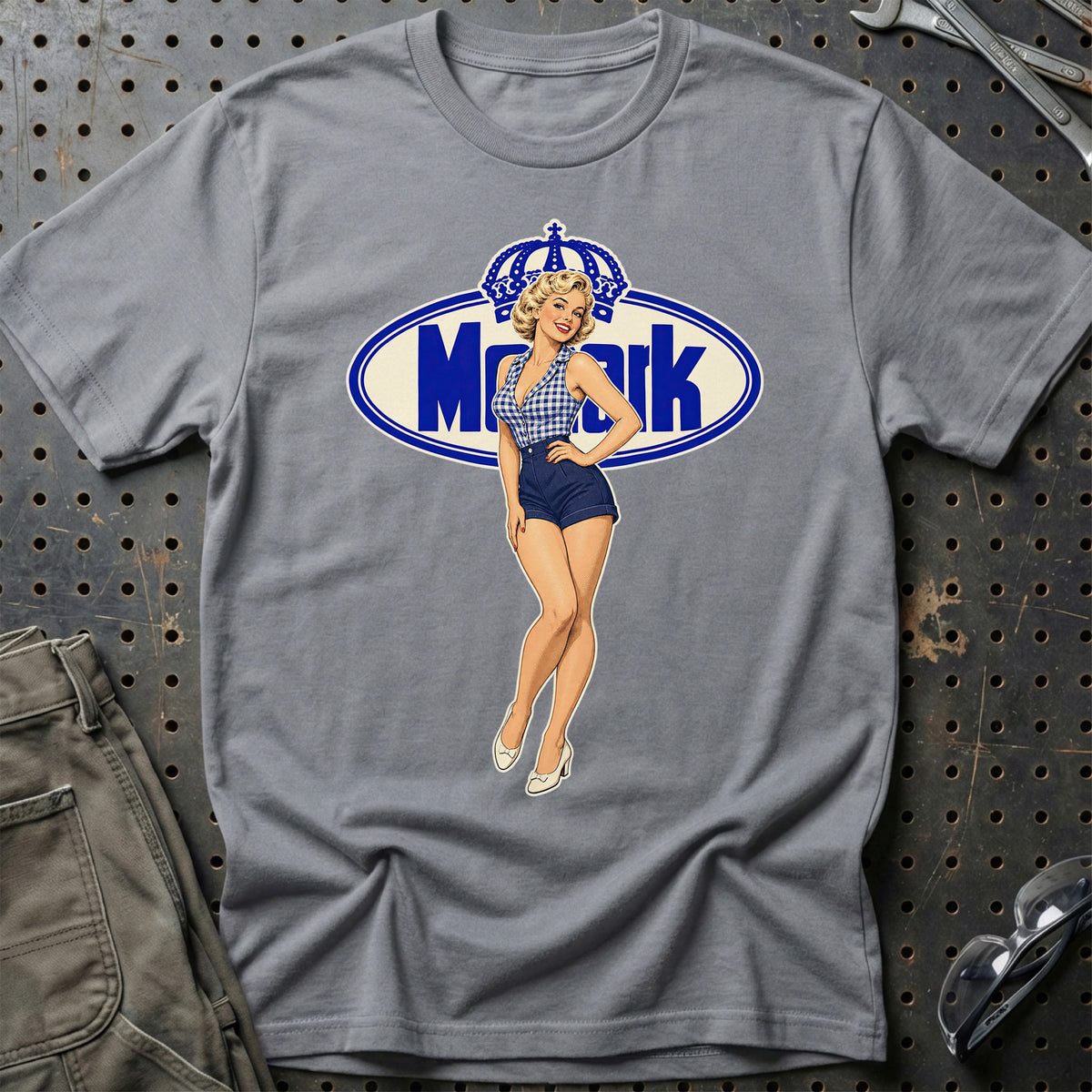 Monark Retro Pinup T-Shirt-Beklædning-Monark-Grå Sport-S-Garage Culture Shop- garage - man cave - merchandise