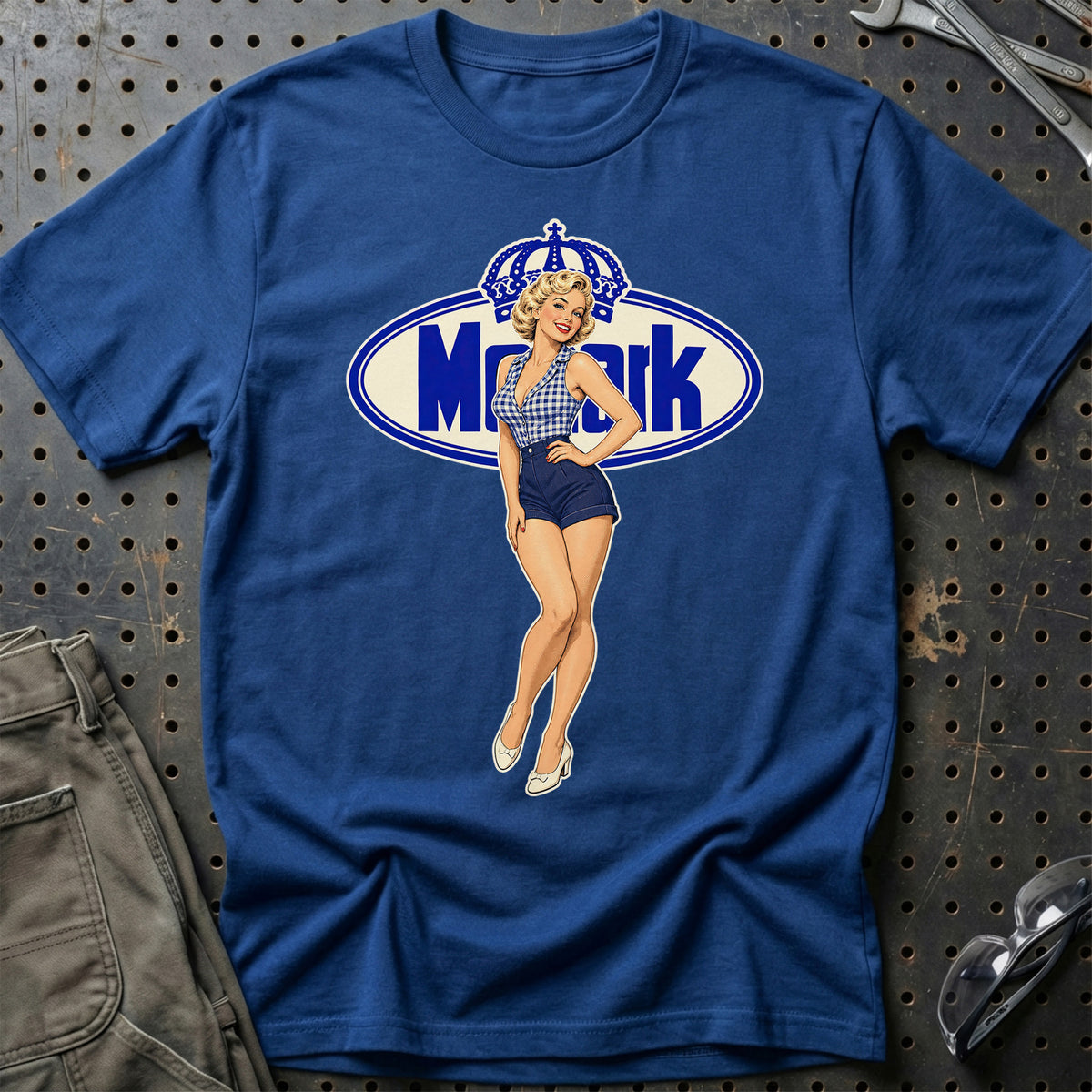 Monark Retro Pinup T-Shirt-Beklædning-Monark-Blå Royal-S-Garage Culture Shop- garage - man cave - merchandise
