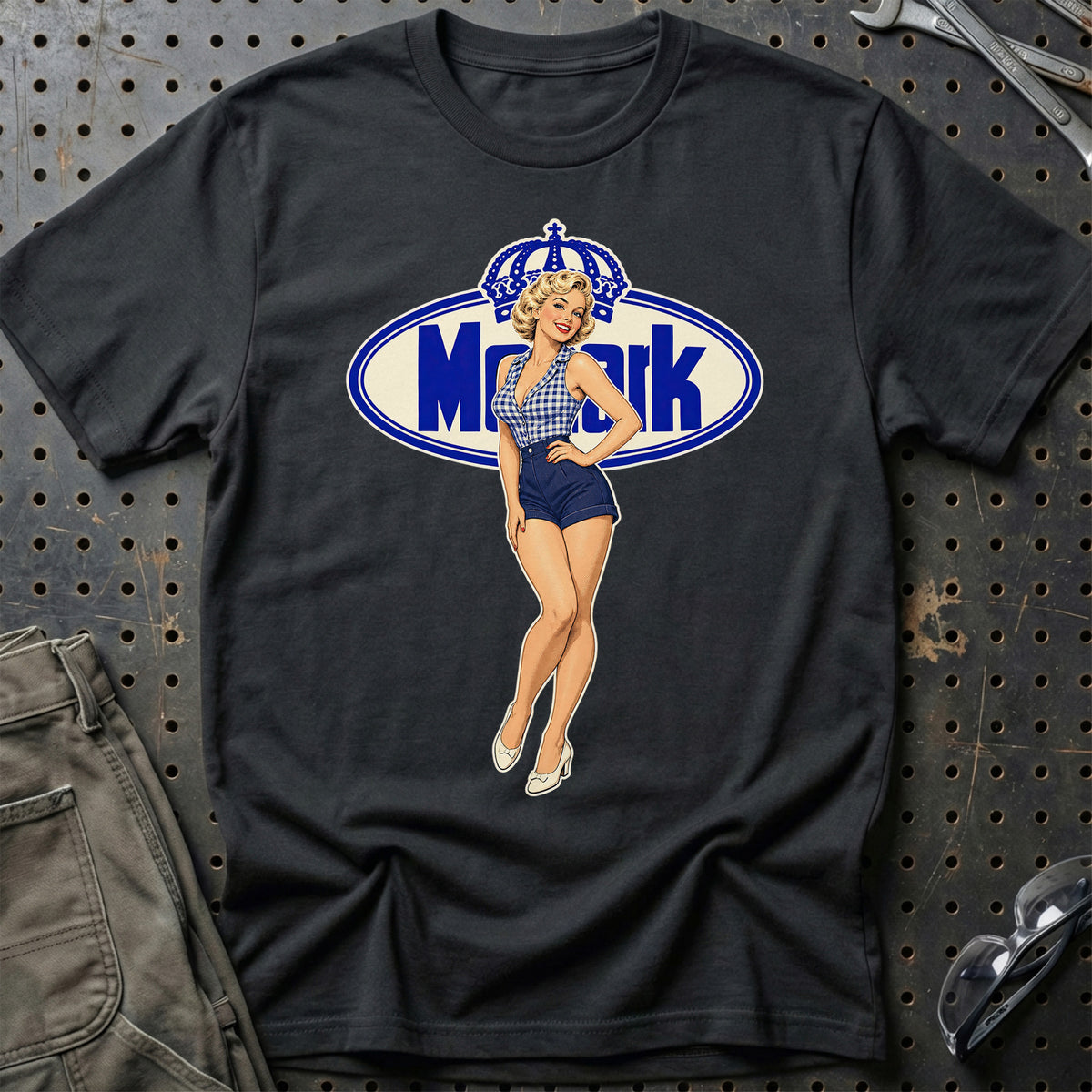 Monark Retro Pinup T-Shirt-Beklædning-Monark-Sort-S-Garage Culture Shop- garage - man cave - merchandise