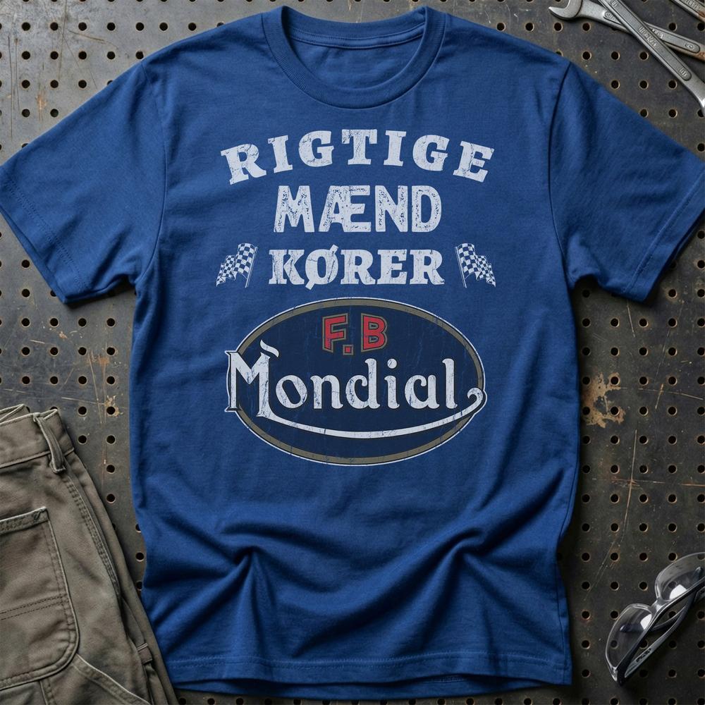 Mondial Rigtige Mænd Kører T-Shirt-Beklædning-Mondial-Blå Royal-S-Garage Culture Shop- garage - man cave - merchandise