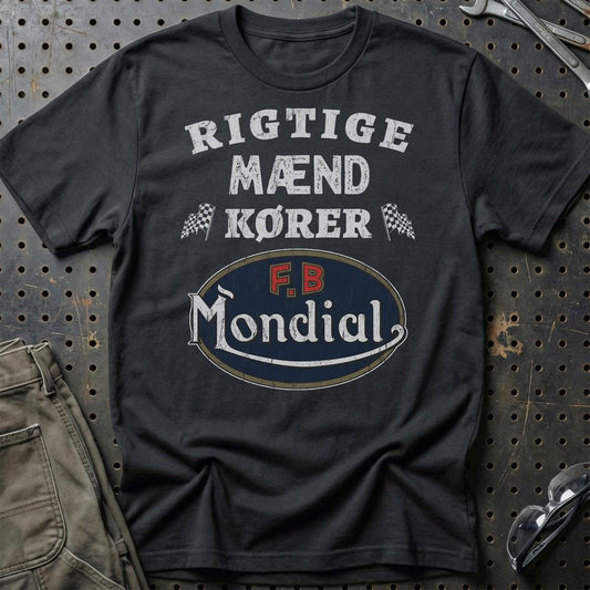 Mondial Rigtige Mænd Kører - Unisex T-Shirt , Bomuld-Beklædning-Mondial-Sort-S-Garage Culture Shop- garage - man cave - merchandise