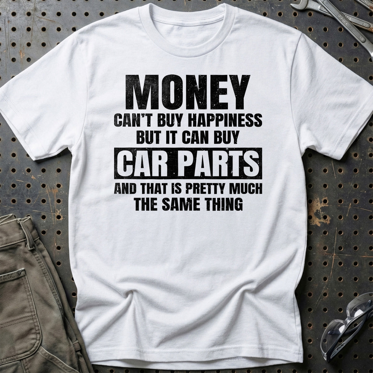 
Money can't buy happiness but it can buy car parts T-Shirt – Hvid