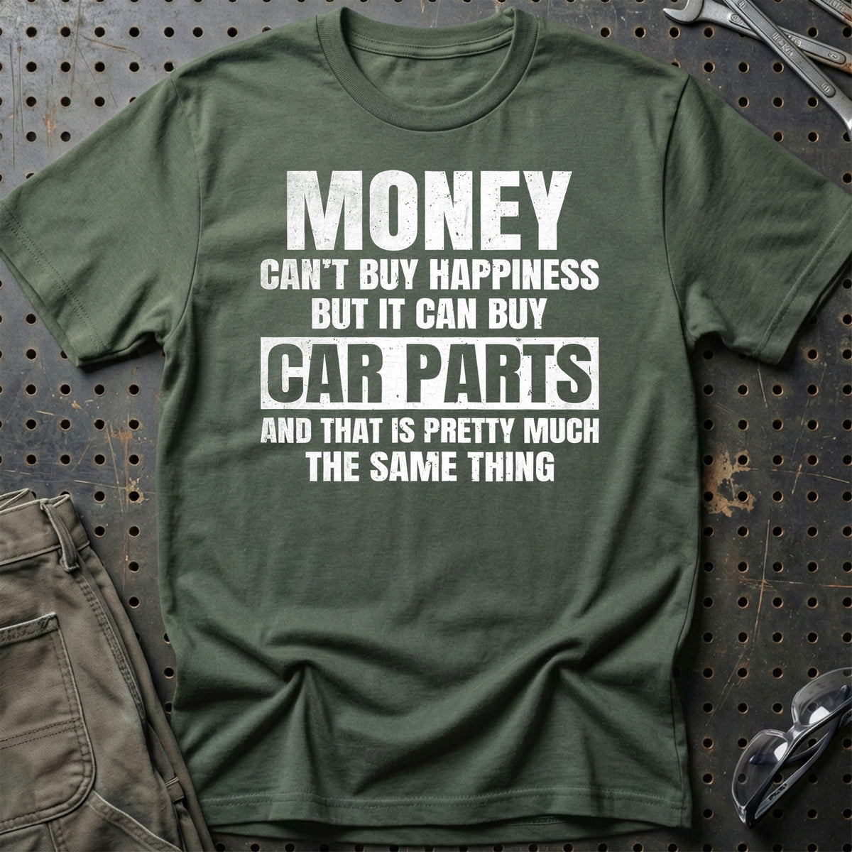 
Money can't buy happiness but it can buy car parts T-Shirt – Grøn Militær