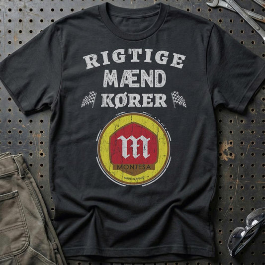 Montesa Rigtige Mænd Kører - Unisex T-Shirt , Bomuld-Beklædning-Montesa-Sort-S-Garage Culture Shop- garage - man cave - merchandise