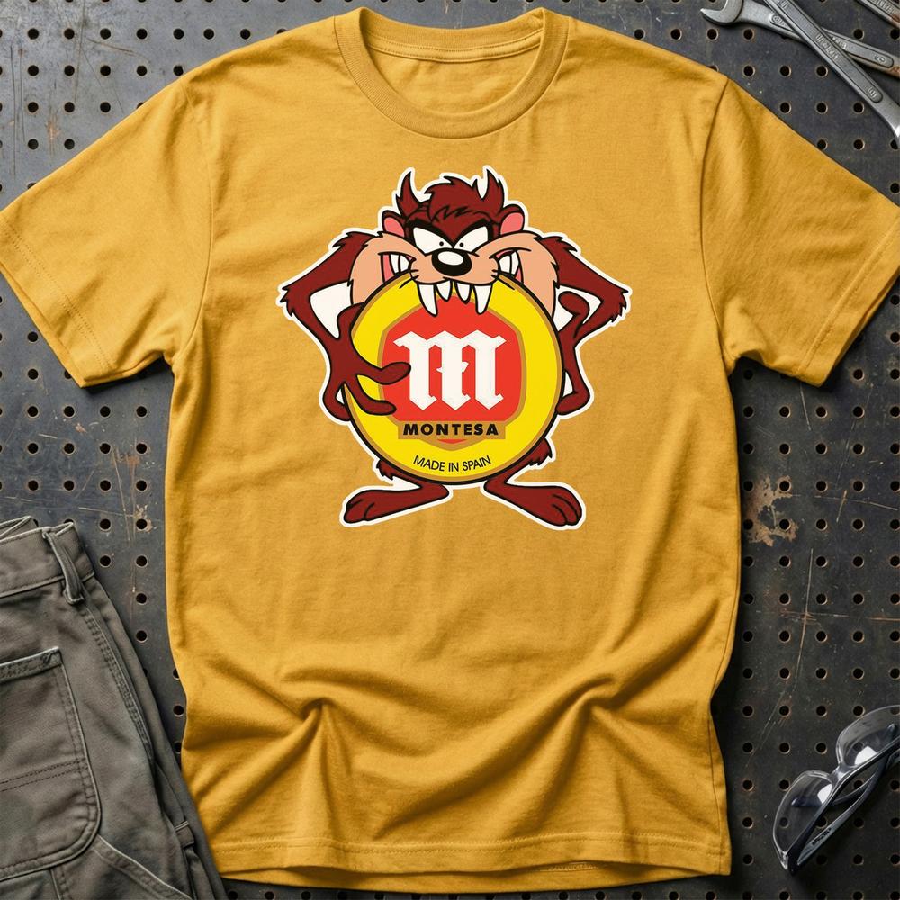 Montesa TAZ Unisex T-Shirt , Bomuld-Beklædning-Montesa-Guld-S-Garage Culture Shop- garage - man cave - merchandise