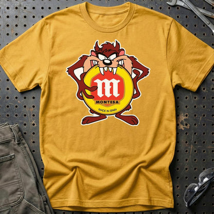 Montesa TAZ Unisex T-Shirt , Bomuld-Beklædning-Montesa-Guld-S-Garage Culture Shop- garage - man cave - merchandise