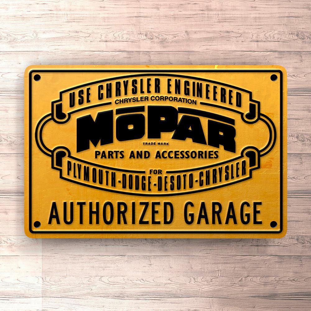 Mopar Autorized Garage Skilte, Musemåtte, Dørmåtte-Skilte-Mopar-Garage Culture Shop- garage - man cave - merchandise