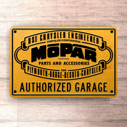 Mopar Autorized Garage Skilte, Musemåtte, Dørmåtte-Skilte-Mopar-Garage Culture Shop- garage - man cave - merchandise