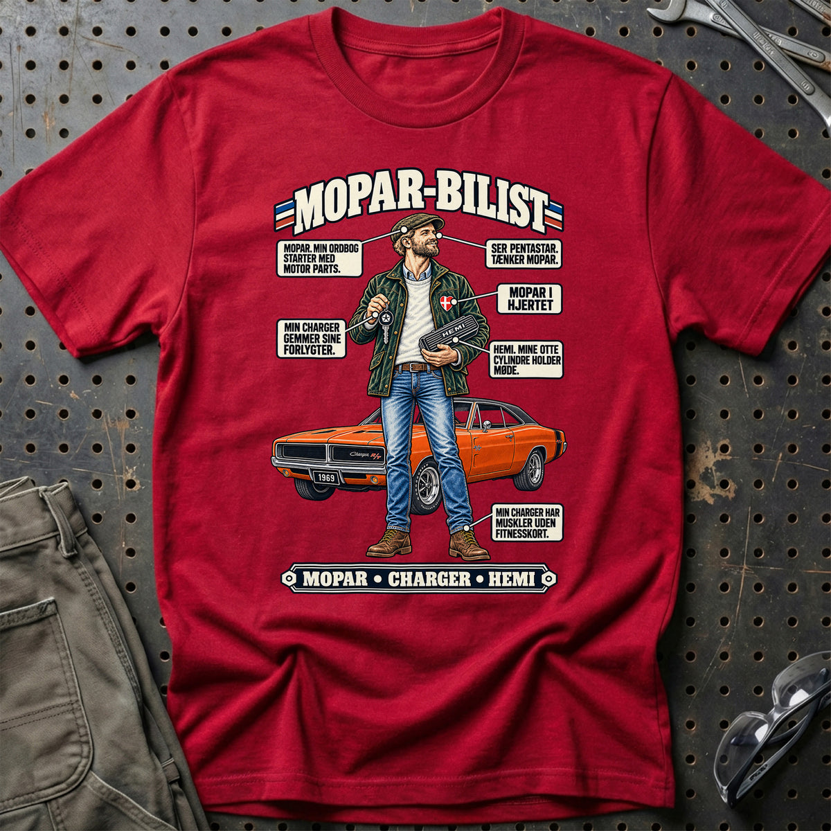 
Mopar-Bilist T-Shirt – Rød