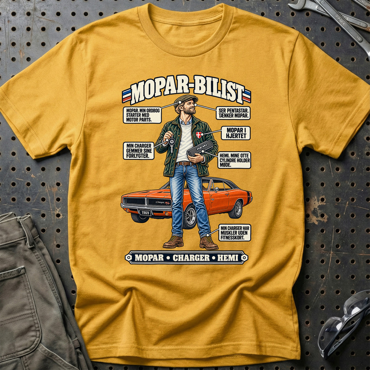 
Mopar-Bilist T-Shirt – Guld