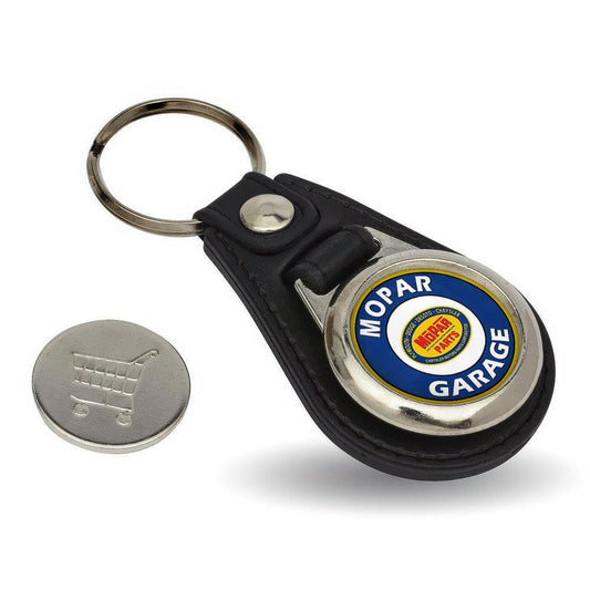 Mopar Garage - Nøglering med Indkøbsvognsmønt – Metal & Kunstlæder-Nøglering-Mopar-Garage Culture Shop- garage - man cave - merchandise