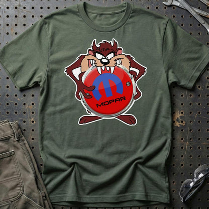 Mopar TAZ Unisex T-Shirt , Bomuld-Beklædning-Mopar-Grøn Militær-S-Garage Culture Shop- garage - man cave - merchandise