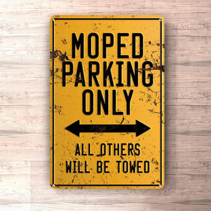 Moped Parking Only Skilte, Musemåtte, Dørmåtte , Plakat-Parking skilte-Moped-Garage Culture Shop- garage - man cave - merchandise