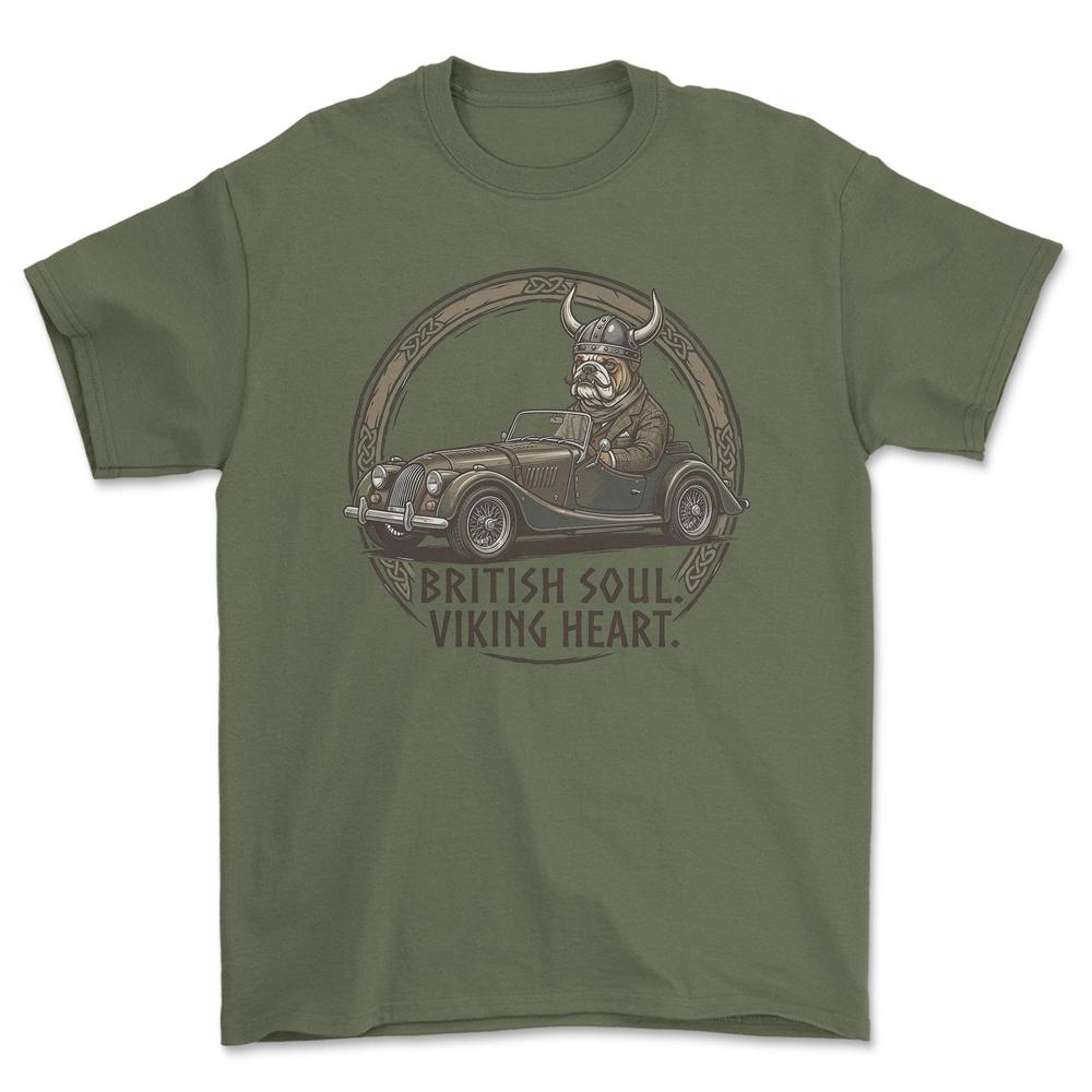 Morgan British Soul Viking Heart T-Shirt-Beklædning-Morgan-Grøn Militær-S-Garage Culture Shop- garage - man cave - merchandise