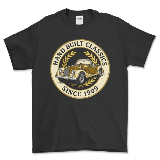 Morgan Hand Built Classics - Unisex T-Shirt , Bomuld-Beklædning-Morgan-Sort-S-Garage Culture Shop- garage - man cave - merchandise