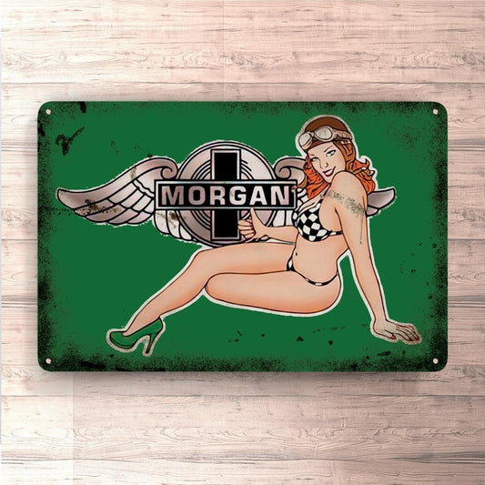 Morgan Pin-Up Vintage Skilte, Musemåtte, Dørmåtte-Skilte-Morgan-Garage Culture Shop- garage - man cave - merchandise