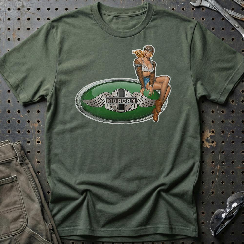 Morgan Pinup T-Shirt-Beklædning-Morgan-Grøn Militær-S-Garage Culture Shop- garage - man cave - merchandise