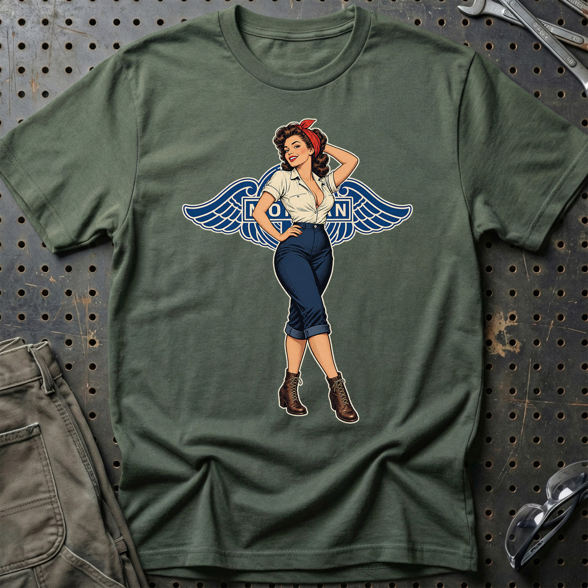 Morgan Retro Pinup – Blå Capri-Bukser T-Shirt-Beklædning-Morgan-Grøn Militær-S-Garage Culture Shop- garage - man cave - merchandise