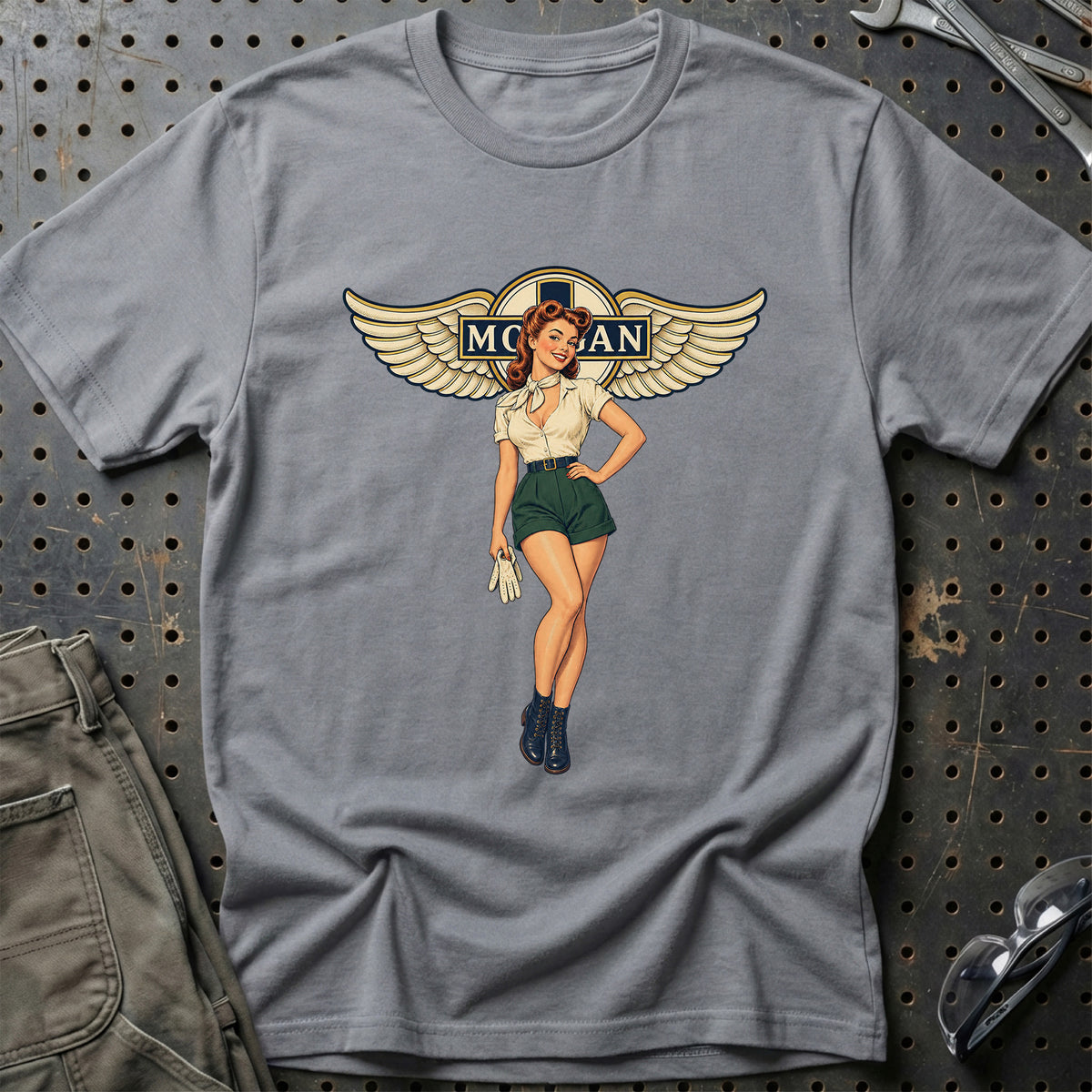 Morgan Retro Pinup – Grønne Shorts T-Shirt-Beklædning-Morgan-Grå Sport-S-Garage Culture Shop- garage - man cave - merchandise