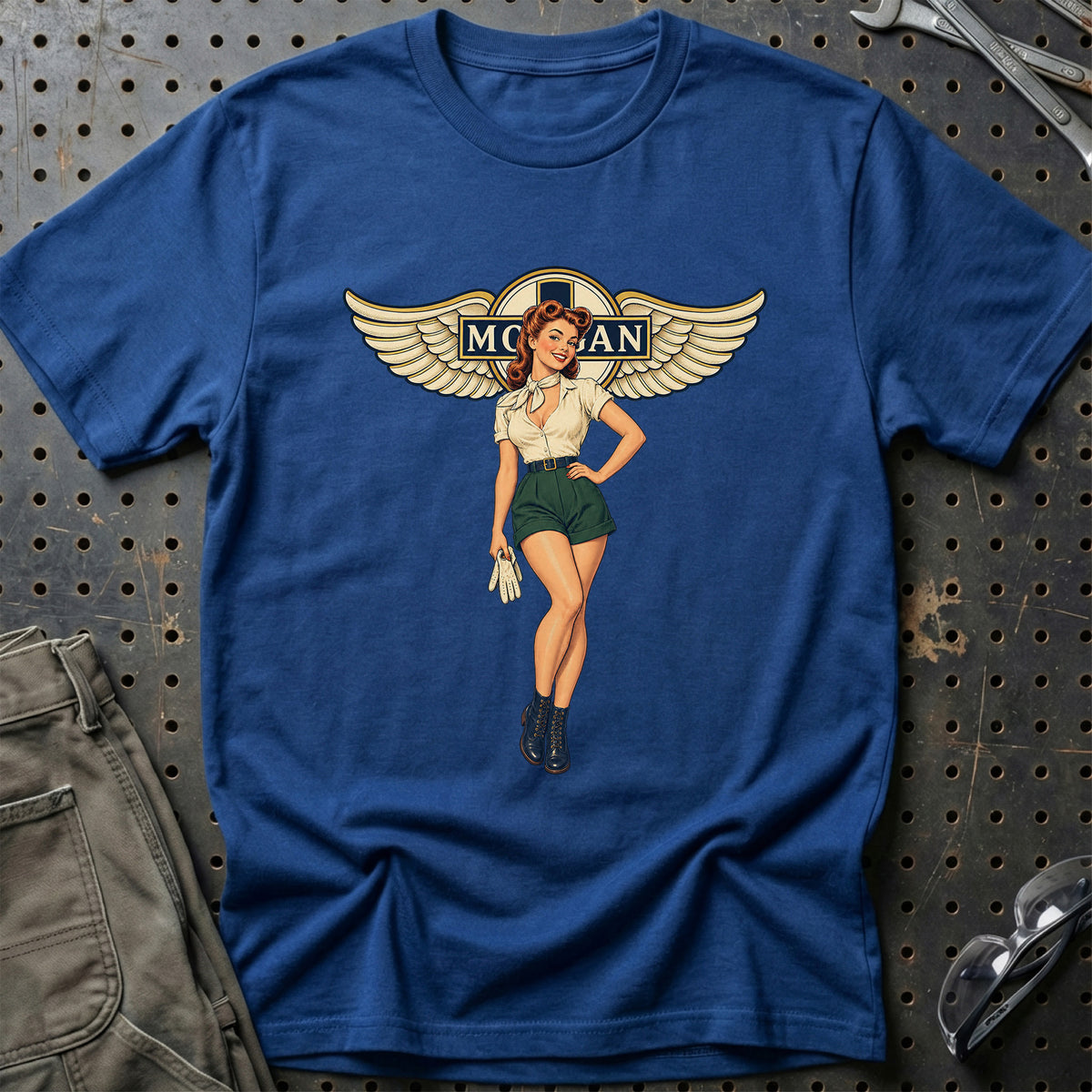 Morgan Retro Pinup – Grønne Shorts T-Shirt-Beklædning-Morgan-Blå Royal-S-Garage Culture Shop- garage - man cave - merchandise