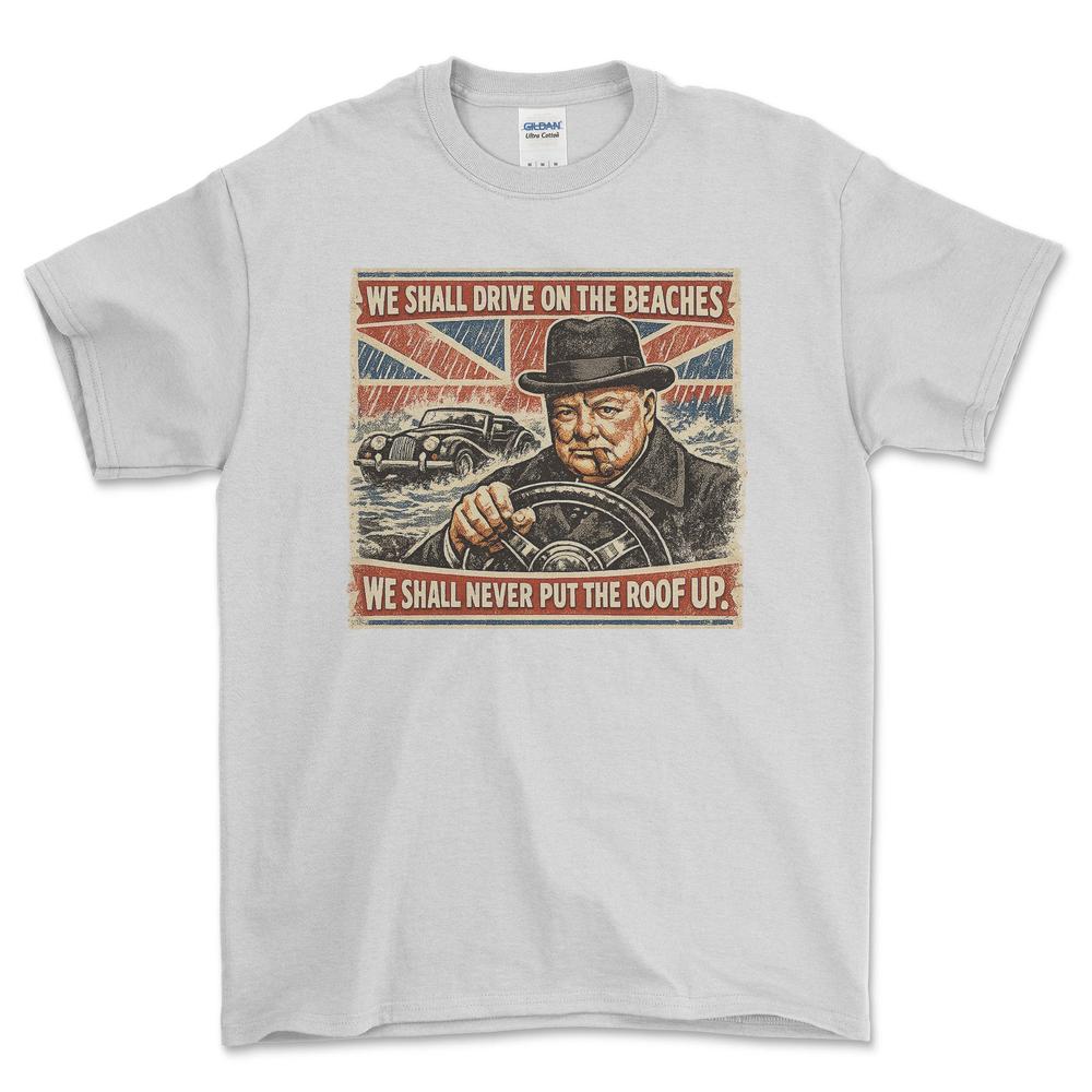Morgan We Shall Drive On The Beaches T-Shirt-Beklædning-Morgan-Hvid-S-Garage Culture Shop- garage - man cave - merchandise