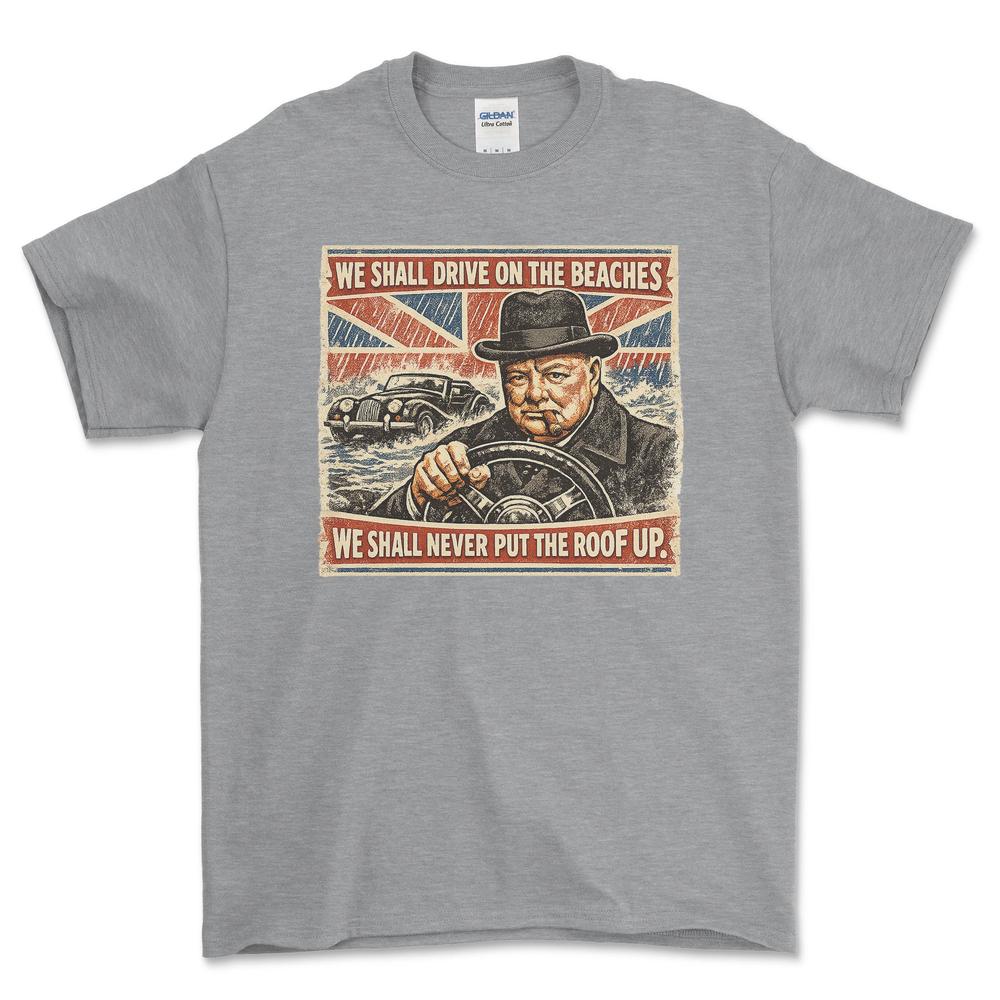 Morgan We Shall Drive On The Beaches T-Shirt-Beklædning-Morgan-Grå Sport-S-Garage Culture Shop- garage - man cave - merchandise
