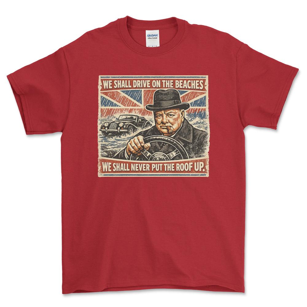 Morgan We Shall Drive On The Beaches T-Shirt-Beklædning-Morgan-Rød-S-Garage Culture Shop- garage - man cave - merchandise