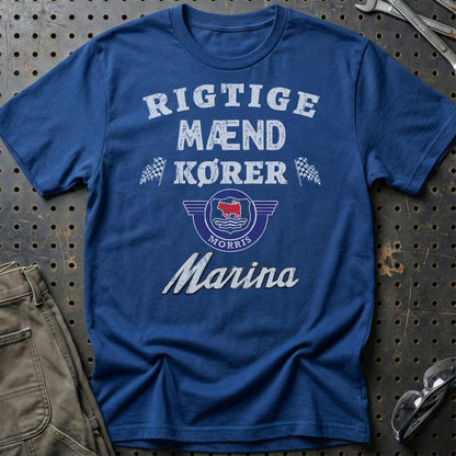 Morris Marina Rigtige Mænd Kører - Unisex T-Shirt , Bomuld-Beklædning-Morris-Blå Royal-S-Garage Culture Shop- garage - man cave - merchandise