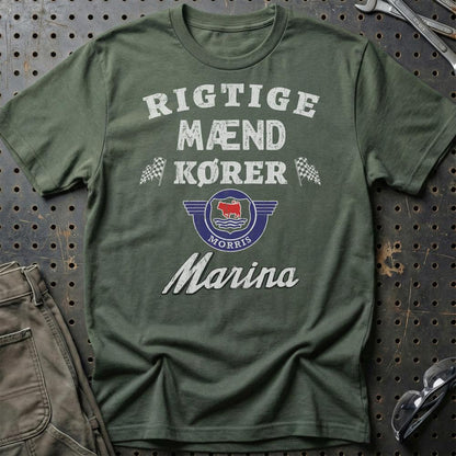 Morris Marina Rigtige Mænd Kører - Unisex T-Shirt , Bomuld-Beklædning-Morris-Grøn Militær-S-Garage Culture Shop- garage - man cave - merchandise