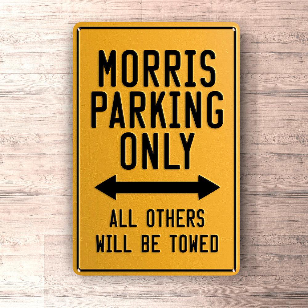 Morris Parking Only Skilte, Musemåtte, Dørmåtte , Plakat-Parking skilte-Morris-Garage Culture Shop- garage - man cave - merchandise