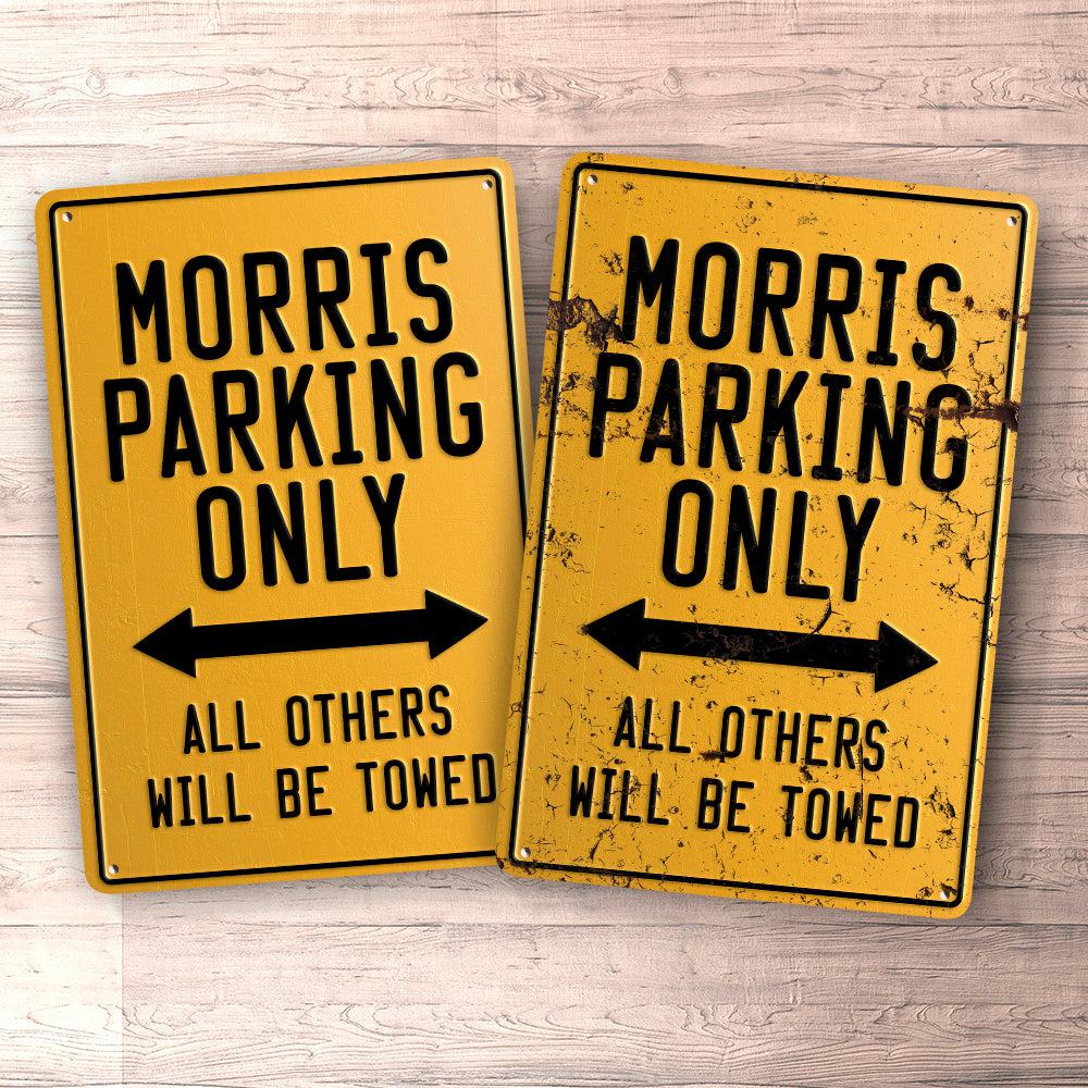 Morris Parking Only Skilte, Musemåtte, Dørmåtte , Plakat-Parking skilte-Morris-Garage Culture Shop- garage - man cave - merchandise