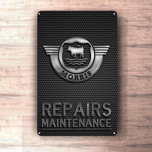 Morris Repairs Maintenance Skilte, Musemåtte, Dørmåtte-Skilte-Morris-Garage Culture Shop- garage - man cave - merchandise