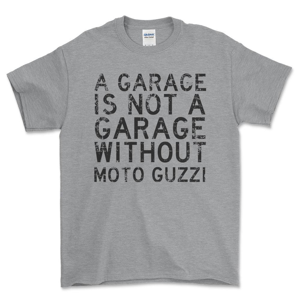 Moto Guzzi - A Garage Is Not A Garage Without Moto Guzzi - Unisex T-Shirt , Bomuld-Beklædning-Moto Guzzi-Grå Sport-S-Forside-Garage Culture Shop- garage - man cave - merchandise