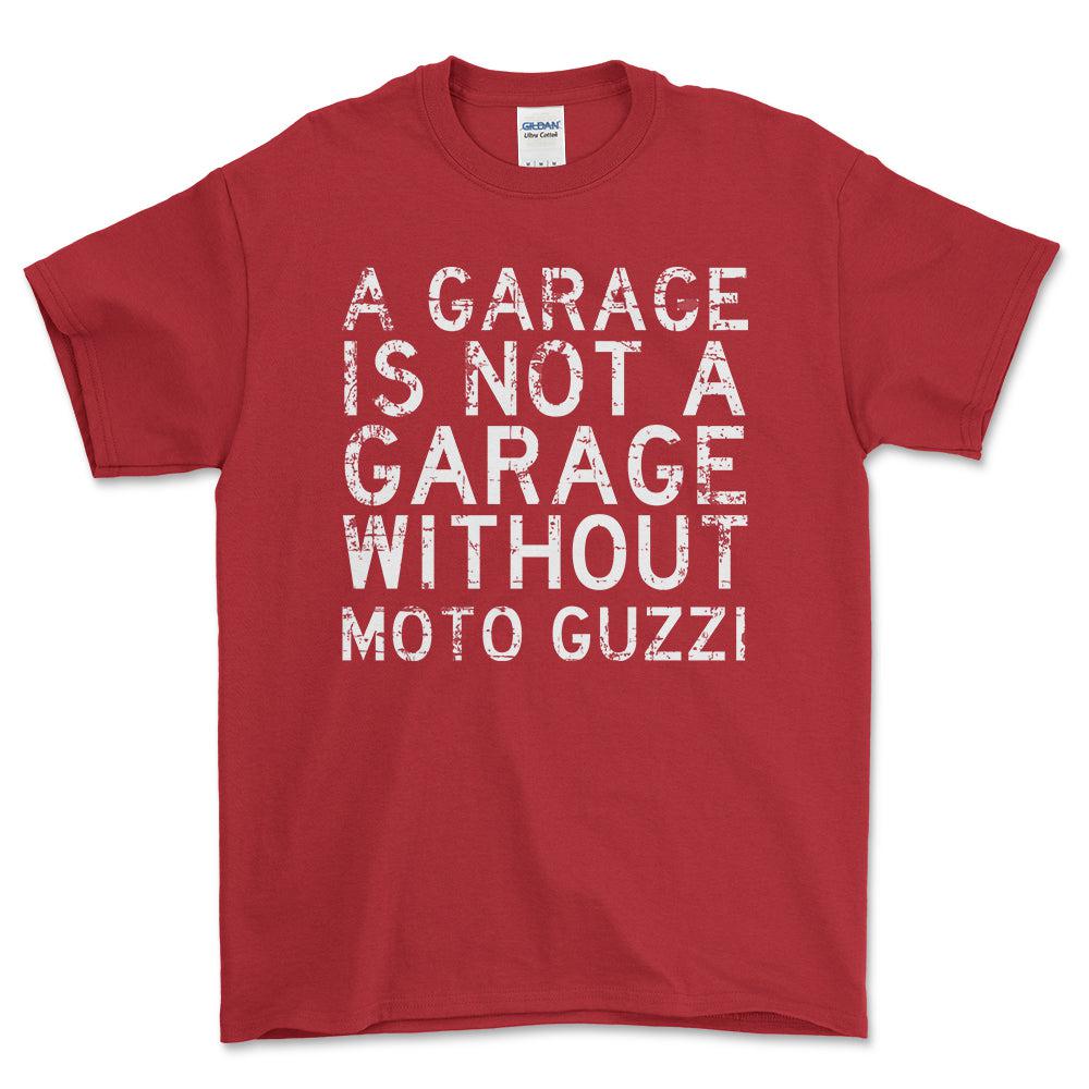 Moto Guzzi - A Garage Is Not A Garage Without Moto Guzzi - Unisex T-Shirt , Bomuld-Beklædning-Moto Guzzi-Rød-S-Forside-Garage Culture Shop- garage - man cave - merchandise