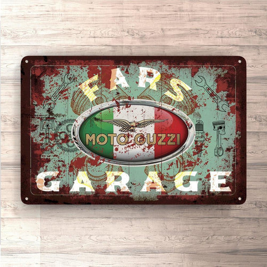 Moto Guzzi Fars Garage Vintage Skilte, Musemåtte, Dørmåtte-Skilte-Moto Guzzi-Garage Culture Shop- garage - man cave - merchandise