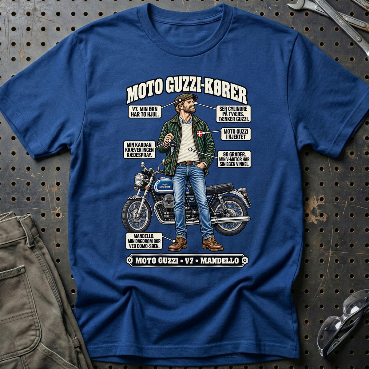 
Moto Guzzi-Kører T-Shirt – Blå Royal