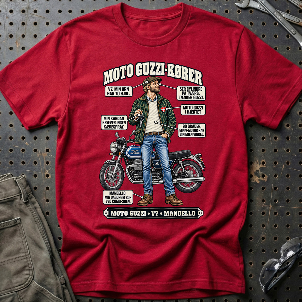 
Moto Guzzi-Kører T-Shirt – Rød