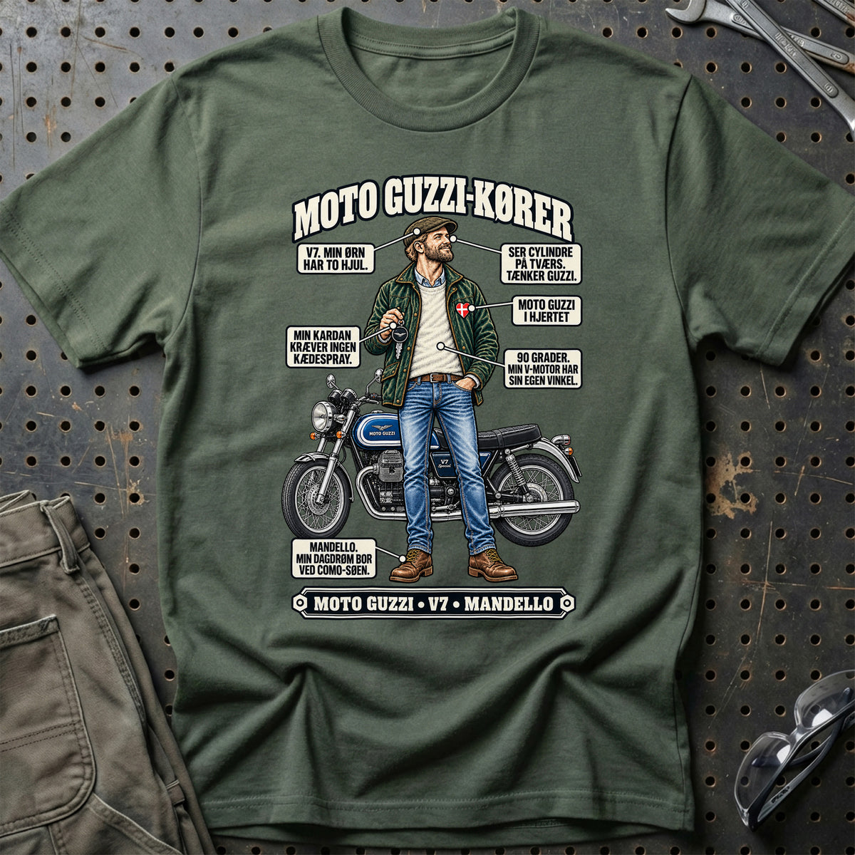 
Moto Guzzi-Kører T-Shirt – Grøn Militær