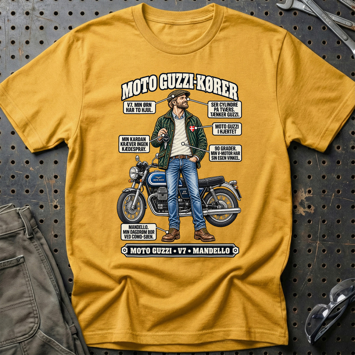 
Moto Guzzi-Kører T-Shirt – Guld
