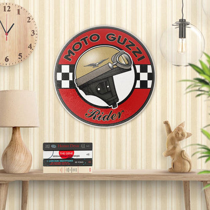 Moto Guzzi Rider Owner, Runde Skilte , Musemåtte Rundt , Kop Underlag, Underlagssæt-Runde Skilte-Moto Guzzi-Garage Culture Shop- garage - man cave - merchandise