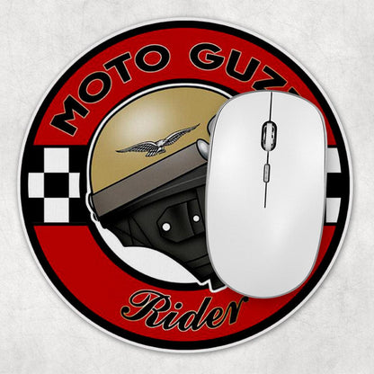 Moto Guzzi Rider Owner, Runde Skilte , Musemåtte Rundt , Kop Underlag, Underlagssæt-Runde Skilte-Moto Guzzi-Garage Culture Shop- garage - man cave - merchandise